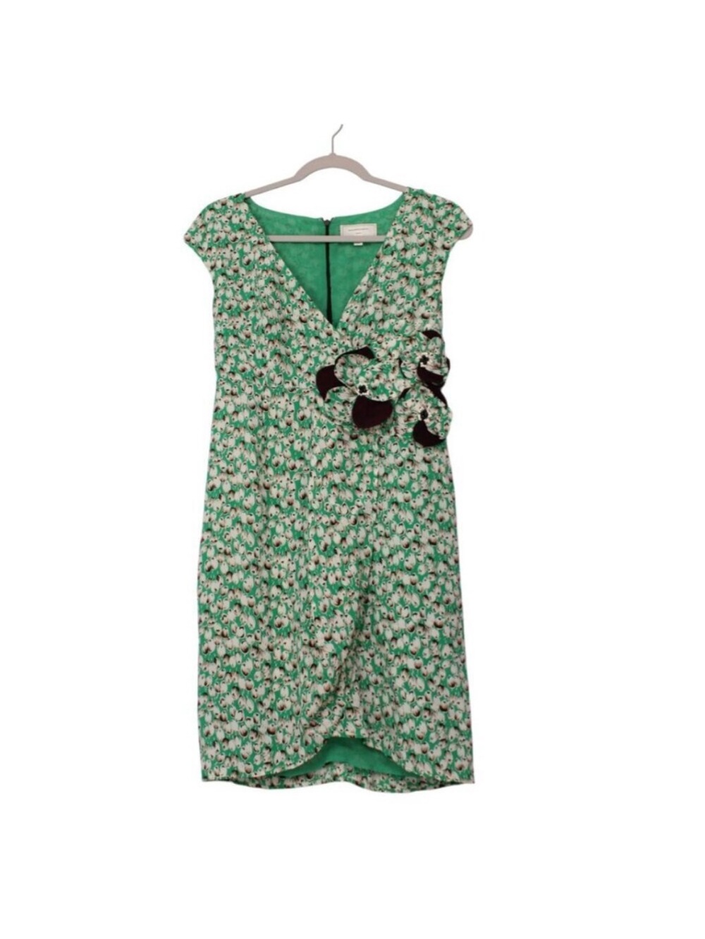 Green Floral Wrap-Style Dress with Rosette Detail by Moulinette Soeurs